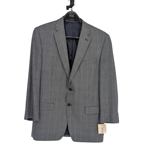 19926 Men's Lauren Ralph Lauren Plaid Silk Wool Blazer Blue Gray size 43R preppy - Picture 1 of 9